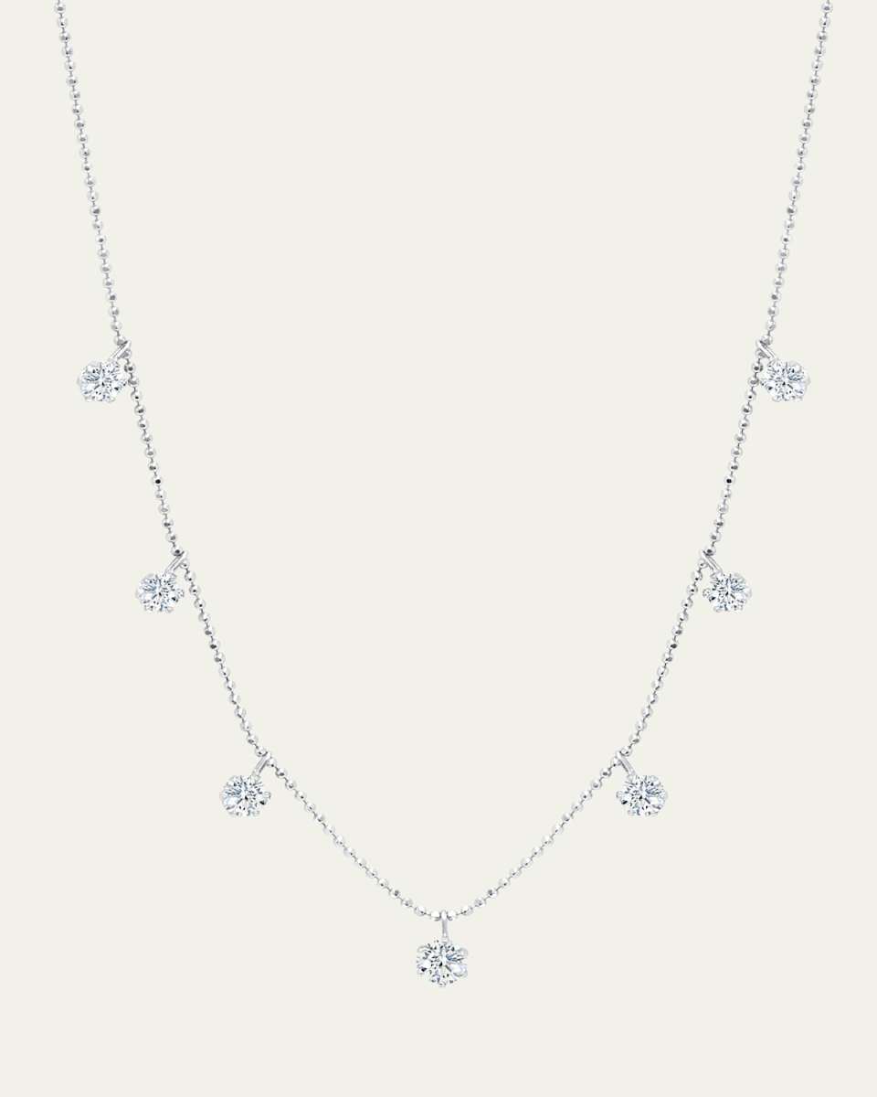 18K White Gold Medium Floating Diamond Necklace